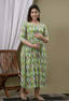 Sage Green Abstract Printed Viscose Rayon Maternity & Feeding Maxi Dress