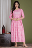 Pink & White Floral Printed Viscose Rayon Maternity & Feeding Midi Dress