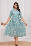 Sky Blue Ikat Printed Collared Viscose Rayon Maternity & Feeding Midi Dress