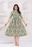Olive Green Abstract Printed Collared Viscose Rayon Maternity & Feeding Midi Dress