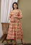 Beige Floral Printed Viscose Rayon Maternity & Feeding Maxi Dress