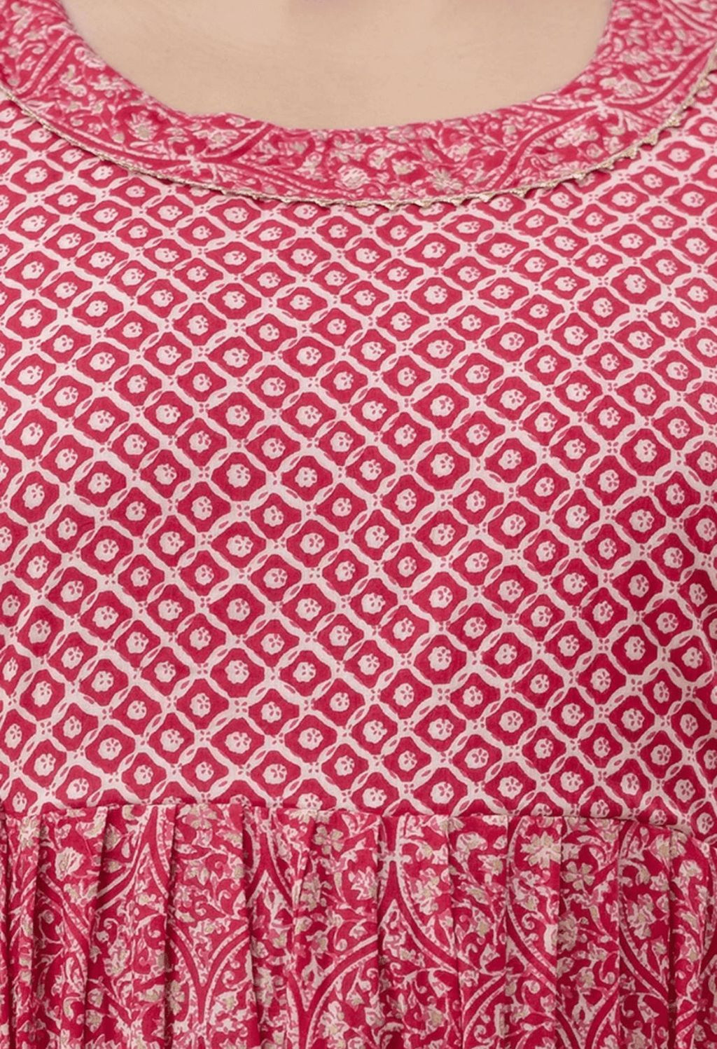 Rose Pink Printed Viscose Rayon Maternity & Feeding Maxi Dress